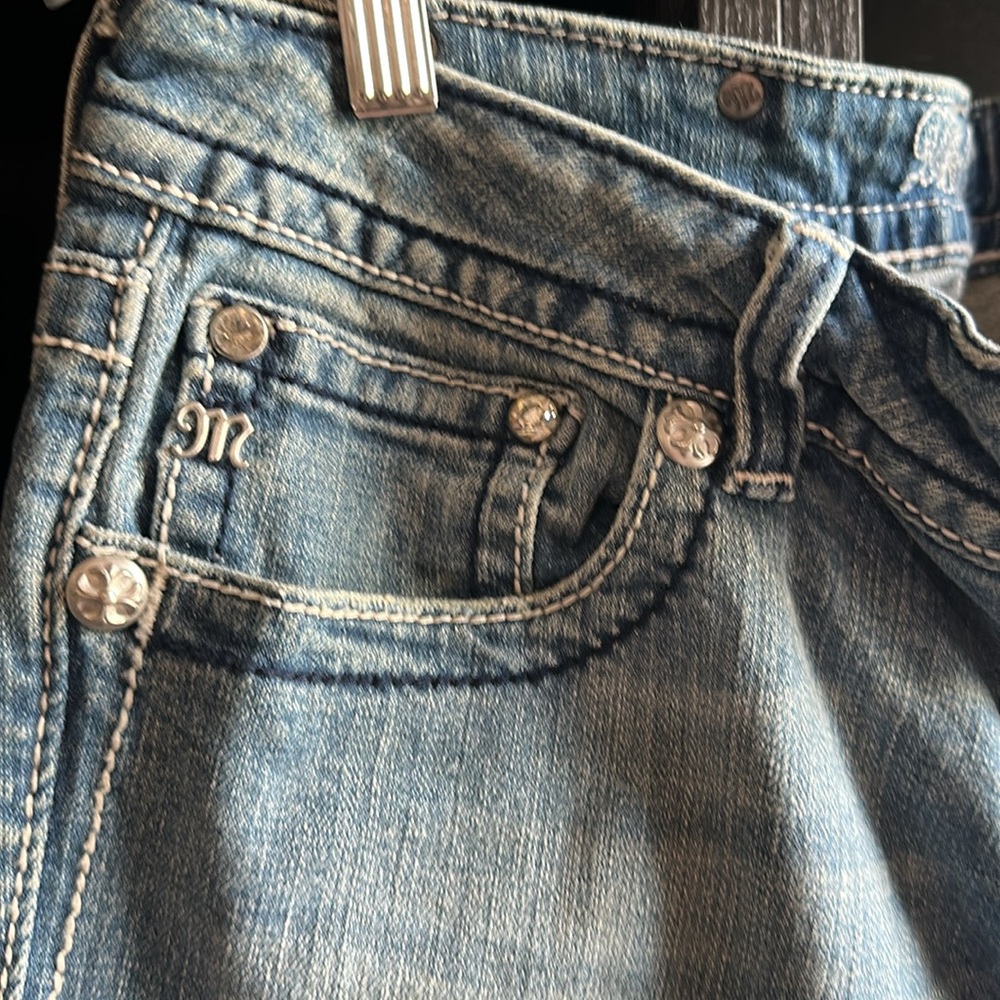 Miss Me Boot Cut Jeans Size 31Embellished Bling Flap Pockets - Picture 7 of 10